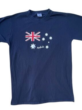 Vintage Men's Navy Australia‎ Grown Flag Short Sleeve Tee